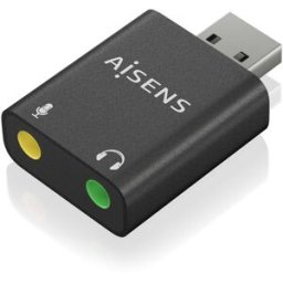 Placa de Som USB-A 2x Jack 3.5mm Preto - AISENS