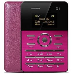 Mini Telemovel "Tamanho e Grossura de Cartão" Bluetooth, Radio FM (Rosa)