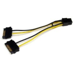 Cabo de Alimentação SATA 15 PIN Macho - PCI-E 6 PIN Macho (15cm) - STARTECH