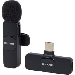 Microfone de Lapela s/ Fios USB-C p/ Smartphone/Tablet (Preto) - BLOW