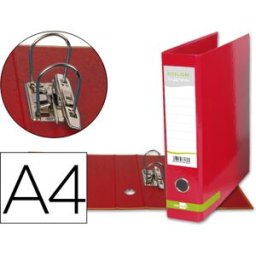 LIDERPAPEL Pasta de Arquivo Cor System Cartão Forrado A4 2 Aneis de 75mm Lombada 80mm s/Caixa Vermelho