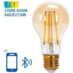 AIGOSTAR Lâmpada LED Inteligente E27 A60 Filamento Mesh Bluetooth 6W 2700K~6500K 806Lm (Âmbar)