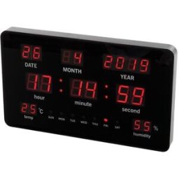 Relógio LED de Parede c/ Temperatura (Preto) - VELLEMAN