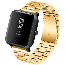 Correia Metálica Elos (Dourado) p/ Xiaomi Amazfit GTS/Bip/Bip Lite/GTR 42mm/Ticwatch/Huawei/Samsung/
