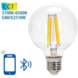 AIGOSTAR Lâmpada LED Inteligente E27 G80 Filamento Mesh Bluetooth 220V 6W 2700K~6500K 850Lm (Transparente)
