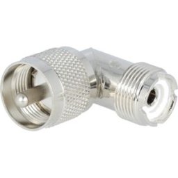 Ficha Adaptadora Curva 90º PL UHF Macho - PL UHF Fêmea