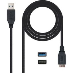 Cabo USB3.0 A Macho - Micro-USB B (9 Pinos) Macho Preto (1 metro) - Nanocable