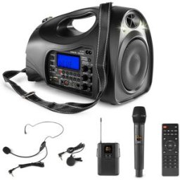Coluna Amp. Portátil 6,5" 130W Bluetooth MP3/USB/SD/FM c/ Microfone sem Fios UHF (ST016) - VONYX
