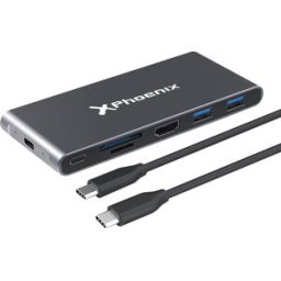 Hub USB-C "6-EM-1" (2x USB 3.0 / HMDI 4K/ Leitor de Cartões / 1x USB-C) - PHOENIX