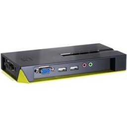 LevelOne Comutador 4x Portas USB KVM + Áudio KVM-0421 (Preto/Verde) - LEVEL ONE