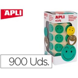 Figuras Apli Auto Adesivas Smile Verde Cara Feliz Rolo de 900 Unidades