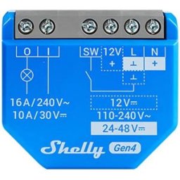 Módulo Interruptor Inteligente Shelly1 Gen4 Wi-Fi/Zigbee/Matter/BT 12VDC 24-48VDC - 16A - SHELLY