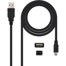 Cabo USB A Macho - Mini-USB B Macho Preto (50cm) - Nanocable