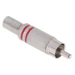Ficha RCA Macho Metálica c/ Anel Vermelho