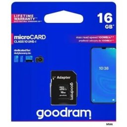 Cartão de Memória 16GB UHS-I MicroSD + Adaptador SD (CLASS 10) - GOODRAM