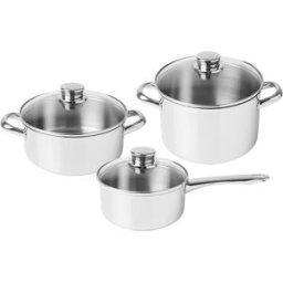 Conjunto de Cozinha Low Cost Essential Glass em Aço Inoxidável (3 Peças) - SILAMPOS