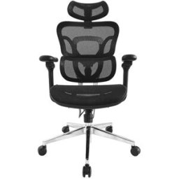 Cadeira de Escritório Ergonômica Premium c/ Apoio de Cabeça e Braços (Preto) - EQUIP