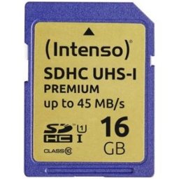 Cartão de Memória 16GB SDHC Premium Class10 UHS-I - INTENSO