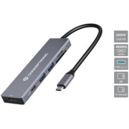 Hub USB-C "6-EM-1" (HDMI / USB PD / Leitor Micro SD/TF / 2x USB3.0 / Leitor SD) - CONCEPTRONIC