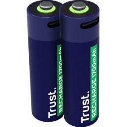Blister 2x Pilhas Recarregáveis AA 1700mAh c/ Carregamento por USB-C - TRUST