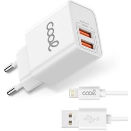 Carregador p/ iPhone 2xUSB + Cable Lightning 2.4A (1.2mts) - COOL