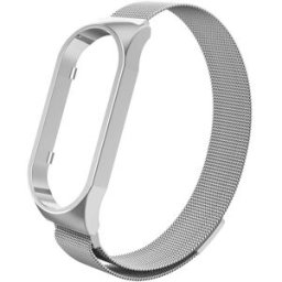 Pulseira Metálica Milanesa Compatível c/ Xiaomi Mi Band 7 (Prateado)
