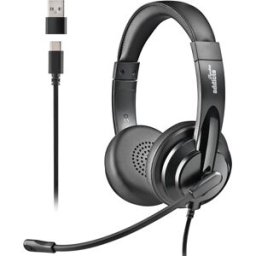 Auscultadores VOX605 c/ Fios USB-C e Adaptador USB-A (Preto) - NGS