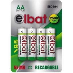 Blister 4x Pilhas Recarregáveis LR6 AA 1,2V 2500mAh Ni-MH - ELBAT