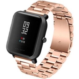 Correia Met. Elos (Rosa Dourado) p/ Xiaomi Amazfit GTS/Bip/Bip Lite/GTR 42mm/Ticwatch/Huawei/Samsung