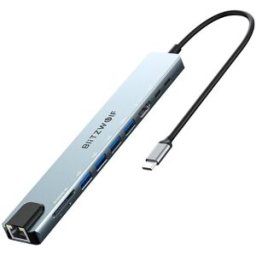 Docking Station USB-C "10-EM-1" (USB 3.0 / 3x USB 2.0 / HD / SD / TF / USB-C / RJ45) - BLITZWOLF