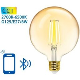 AIGOSTAR Lâmpada LED Inteligente E27 G125 Filamento Mesh Bluetooth 6W 2700K~6500K 806Lm (Âmbar)