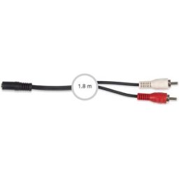 Cabo Áudio Jack 3,5mm Fêmea - 2x RCA Macho 1,8m - FONESTAR