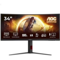 Monitor Curvo UltraWide CU34G4 VA W-LED 34" UWQHD 21:9 180Hz FreeSync Premium - AOC