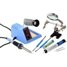Kit Estação de Soldadura 48W + Dessoldador + Suporte c/ Lupa + Pinças + Utensilios - VELLEMAN
