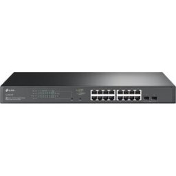 Switch de Rede JetStream 18 Portas Gigabit 16x PoE+/2x SFP (Preto) - TP-LINK