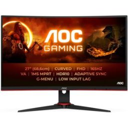 Monitor Curvo Gaming VA 27" C27G2E/BK Full HD 240Hz FreeSync Premium (Preto/Vermelho) - AOC