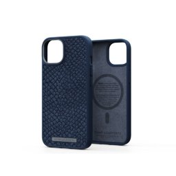 Capa MagSafe para Smartphone iPhone 14 Njorð em Pele de Salmão Islandês Azul Petroleo