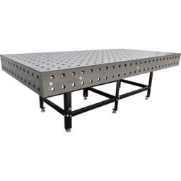 kaiserkraft Mesa de soldadura, Ø furos 28 mm, 2000 kg/m², AxLxP 800 x 2480 x 1230 mm, Mesa de soldadura, Ø furos 28 mm, 2000 kg/m², AxLxP 800 x 2480 x 1230 mm. Posto de trabalho de soldadura flexível para oficinas e empresas de produção. Construção robust