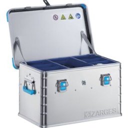 ZARGES Caixa de ferramentas Euro em alumínio , empilhável, capacidade 60 l, Caixa de ferramentas Euro em alumínio, empilhável, capacidade 60 l. Para segurança acrescida e uma vantagem na visibilidade. Caixa universal estável em alumínio. Tampa com dobradi