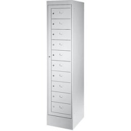 kaiserkraft Armário para portáteis, 10 compartimentos, AxL 1900 x 400 mm, cinzento claro, Armário para portáteis, 10 compartimentos, AxL 1900 x 400 mm, cinzento claro. Para guardar os portáteis com segurança em locais públicos. Adequados para portáteis at
