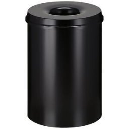 kaiserkraft Cesto de papéis de segurança, aço, autoextintor, volume 30 l, AxØ 470 x 335 mm, corpo preto / cabeça de extinção preta, Cesto de papéis de segurança, aço, autoextintor, volume 30 l, AxØ 470 x 335 mm, corpo preto / cabeça de extinção preta. A c