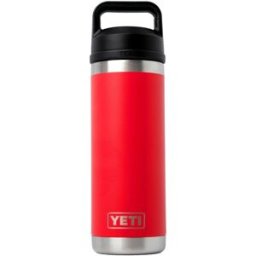 Yeti Rambler Bottle 18oz Chug Cap, Rescue Red, garrafa térmica com bico para beber, 532 ml
