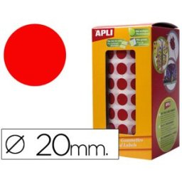 Etiquetas Auto Adesivas Apli Circulares 20mm Vermelho em Rolo
