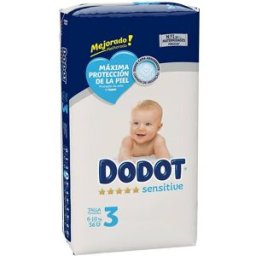 Fraldas Dodot Sensitive tamanho 3 6-10 kg 56 ud