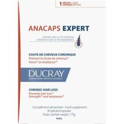 Ducray Anacaps Expert suplemento alimentar queda de cabelo crônica 30 unidades