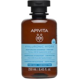 Apivita Shampoo Hidratante para cabelos finos com ácido hialurônico, aloe vera e mel 250 ml
