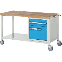 eurokraft pro Bancada de trabalho com rodas Série 8000, estrutura modular , 1 gaveta, 1 porta, prateleira, LxP 1500 x 700 mm, Bancada de trabalho com rodas Série 8000, estrutura modular, 1 gaveta, 1 porta, prateleira, LxP 1500 x 700 mm. Móvel em qualquer