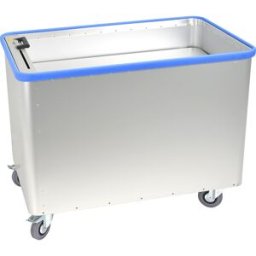Gmöhling Carro com fundo de mola, força de mola ajustável , superfície anodizada, volume 480 l, sem pega, Carro com fundo de mola, força de mola ajustável, superfície anodizada, volume 480 l, sem pega. Força de mola continuamente ajustável para uma altura