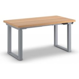 ANKE Bancada de trabalho, electricamente ajustável em altura , ajustável em altura 695 - 1350 mm, placa multiplex de faia/cinzento, largura 1500 mm, Bancada de trabalho, electricamente ajustável em altura, ajustável em altura 695 - 1350 mm, placa multiple