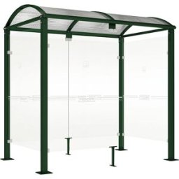 PROCITY Abrigo para fumadores KLASSIK , com revestimento, largura 2520 mm, verde musgo, Abrigo para fumadores KLASSIK, com revestimento, largura 2520 mm, verde musgo. Abrigo funcional para fumadores sobre placas de solo. Postes (80 x 80 mm) em tubo de aço